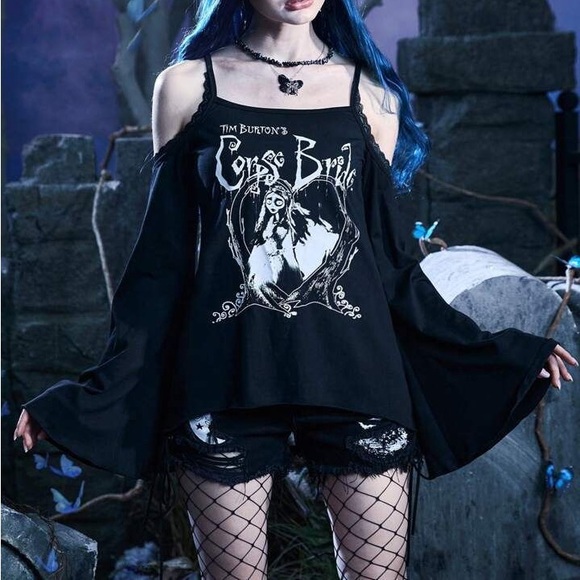 Never Worn! NWOT Corpse Bride off shoulder lace top - Picture 1 of 2